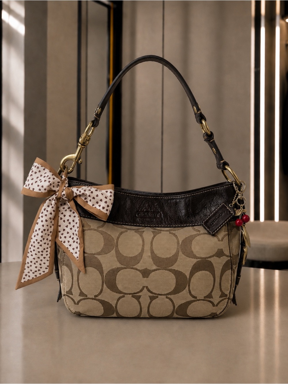 Y2K Coach Signature Jacquard Zoe Hobo Bag - Gem